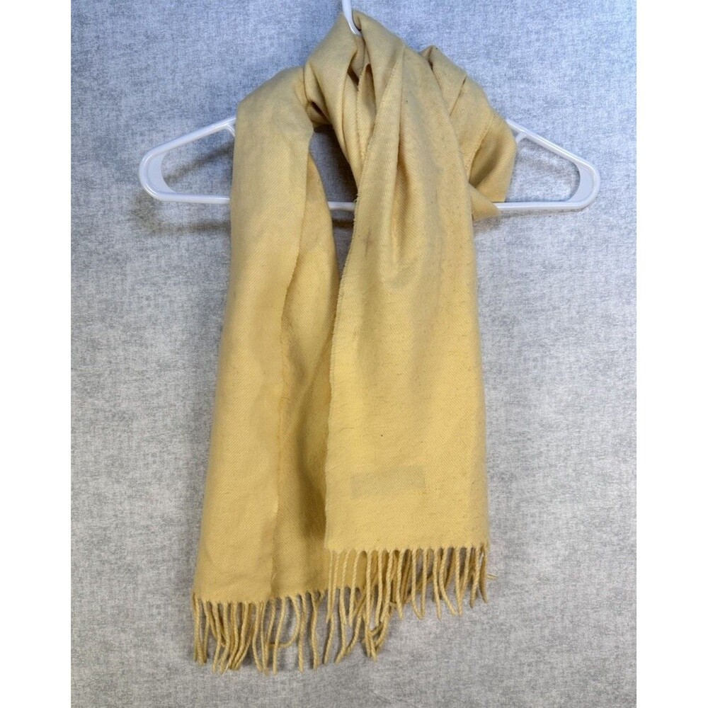 100% Cashmere Scarf Made in Scotland Yellow Fringe 11” x 66”